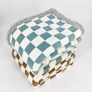 Reversible Decorative Geo Triangle Textured Sherpa Throw Blanket